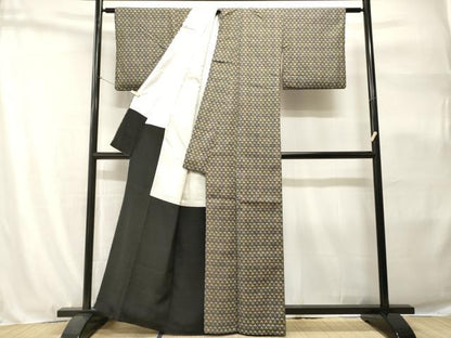 平和屋着物■上質なお召　幾何学文　正絹　逸品　CABH9148ev