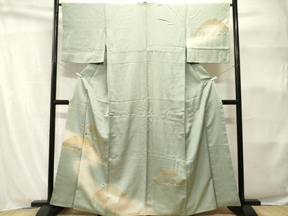 平和屋着物■訪問着　駒刺繍　遠山地紙箔散らし文　暈し染め　金銀彩　正絹　逸品　CABH9156ev