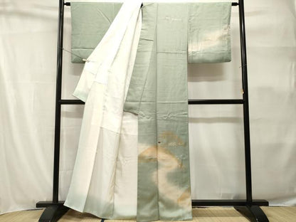 平和屋着物■訪問着　駒刺繍　遠山地紙箔散らし文　暈し染め　金銀彩　正絹　逸品　CABH9156ev