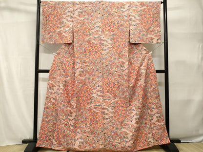 平和屋着物■上質な小紋　型染め　切嵌風景花鳥文　正絹　逸品　CABH9163ev