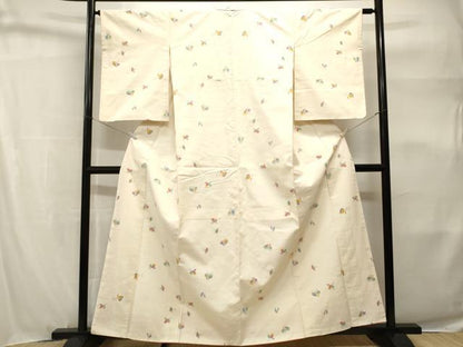 平和屋着物■上質な紬　舞蝶文　正絹　逸品　CABH9166ev