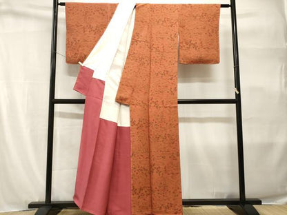 平和屋着物■上質な小紋　型染め　風景文　鬼しぼ縮緬　正絹　逸品　CABH9168ev