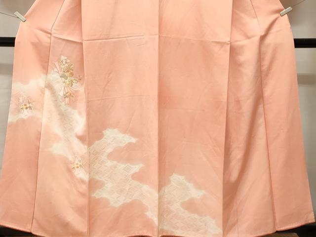 平和屋着物■色留訪問着　総刺繍　束ね熨斗草花文　暈し染め　正絹　逸品　CABH9170ev