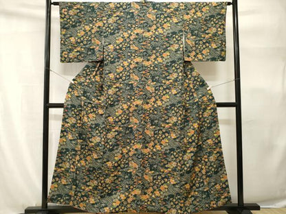 平和屋着物■上質な小紋　切嵌吉祥花文　正絹　逸品　CABH9175ev