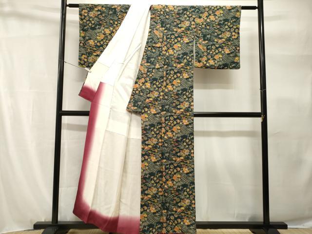 平和屋着物■上質な小紋　切嵌吉祥花文　正絹　逸品　CABH9175ev