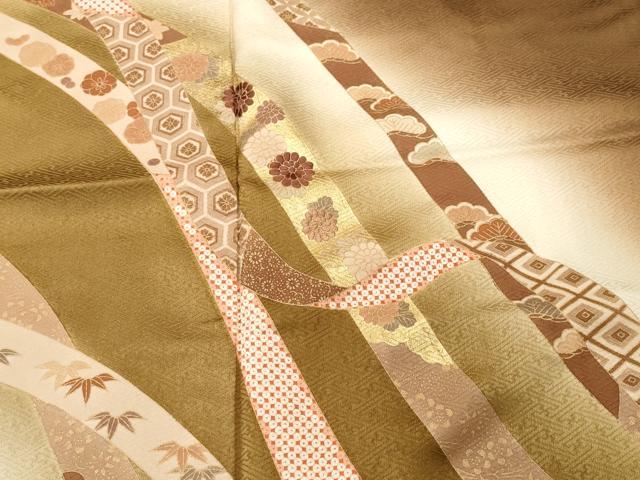 平和屋着物■訪問着　刺繍　鬘帯吉祥花文　暈し染め　金彩　正絹　逸品　CABH9176ev