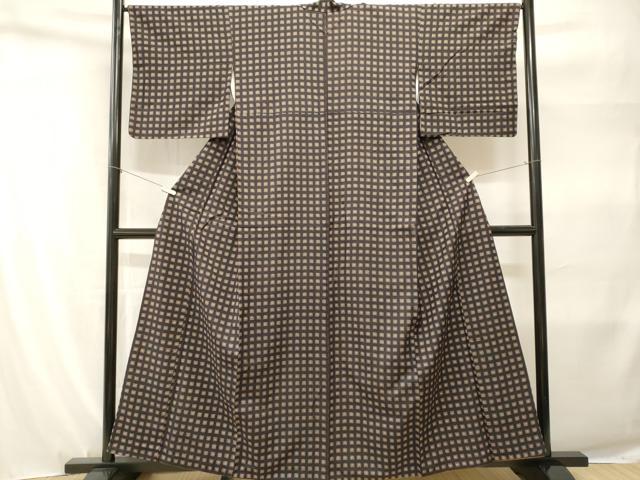 平和屋着物■上質な紬　幾何学文　正絹　逸品　CABH9184ev