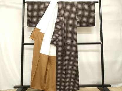 平和屋着物■上質な紬　幾何学文　正絹　逸品　CABH9184ev
