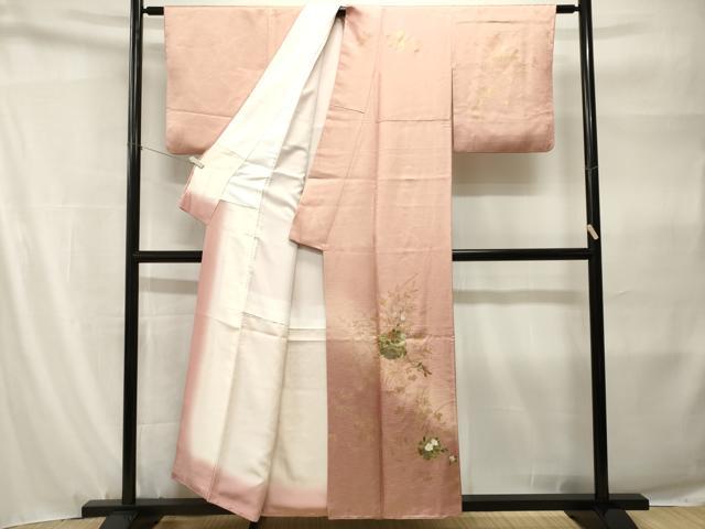 平和屋着物■訪問着　雪輪枝花文　暈し染め　金彩　正絹　逸品　CABH9185ev