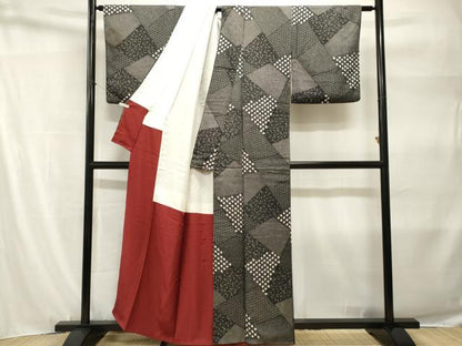 平和屋着物■江戸小紋　切嵌寄せ小紋柄　黒地　正絹　逸品　CABH9190ev