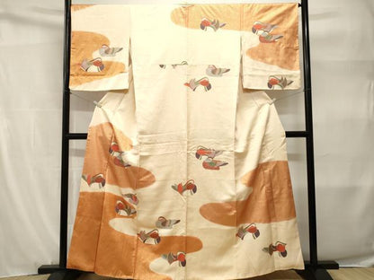 平和屋着物■訪問着　鴛鴦紗綾形花文　金彩　正絹　逸品　CABH9197ev