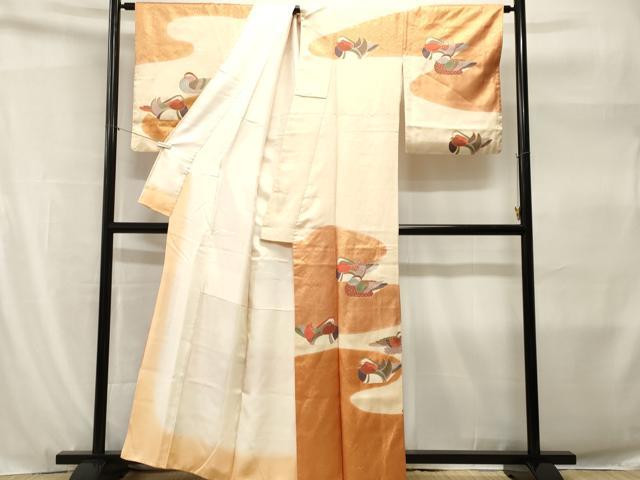 平和屋着物■訪問着　鴛鴦紗綾形花文　金彩　正絹　逸品　CABH9197ev