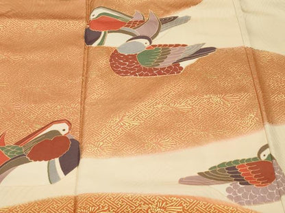 平和屋着物■訪問着　鴛鴦紗綾形花文　金彩　正絹　逸品　CABH9197ev