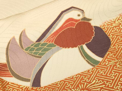 平和屋着物■訪問着　鴛鴦紗綾形花文　金彩　正絹　逸品　CABH9197ev