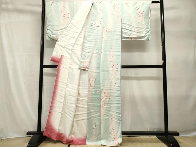 平和屋着物■上質な小紋　草花文　暈し染め　金彩　正絹　逸品　CABH9199ev