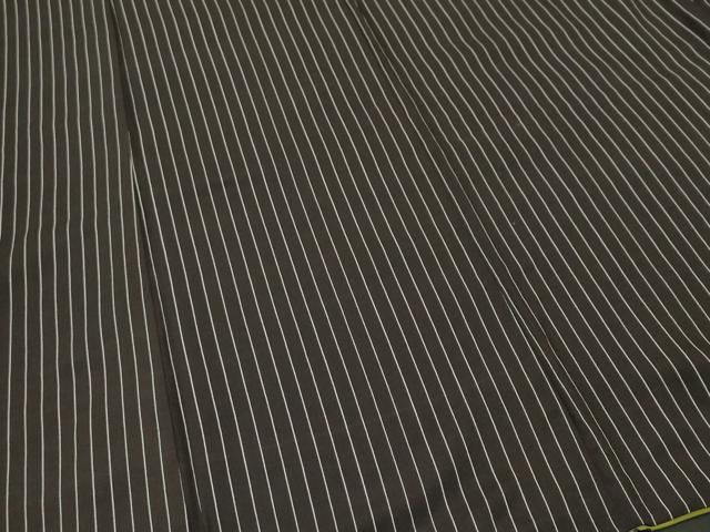 平和屋着物■上質な紬　縞　黒地　正絹　逸品　CABH9205ev