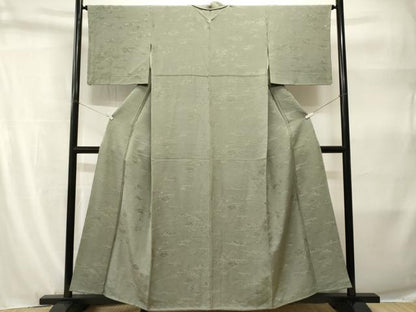 平和屋着物■上質な色無地　流水樹林地紋　柳茶色　正絹　逸品　CABH9210ev