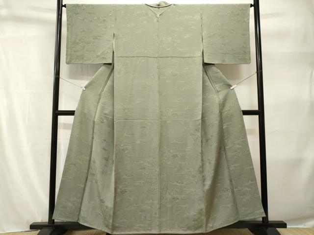 平和屋着物■上質な色無地　流水樹林地紋　柳茶色　正絹　逸品　CABH9210ev