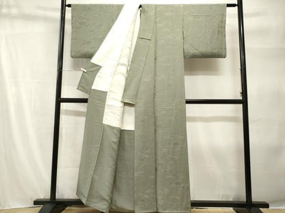 平和屋着物■上質な色無地　流水樹林地紋　柳茶色　正絹　逸品　CABH9210ev