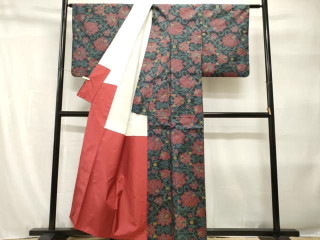 平和屋着物■本場大島紬　更紗花唐草文　正絹　逸品　CABH9212ev