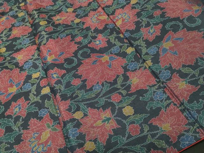 平和屋着物■本場大島紬　更紗花唐草文　正絹　逸品　CABH9212ev