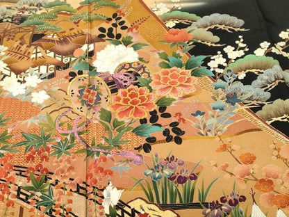 平和屋着物■豪華黒留袖　作家物　駒刺繍　松竹梅御所解文　暈し染め　金彩　正絹　逸品　CABH9217ev