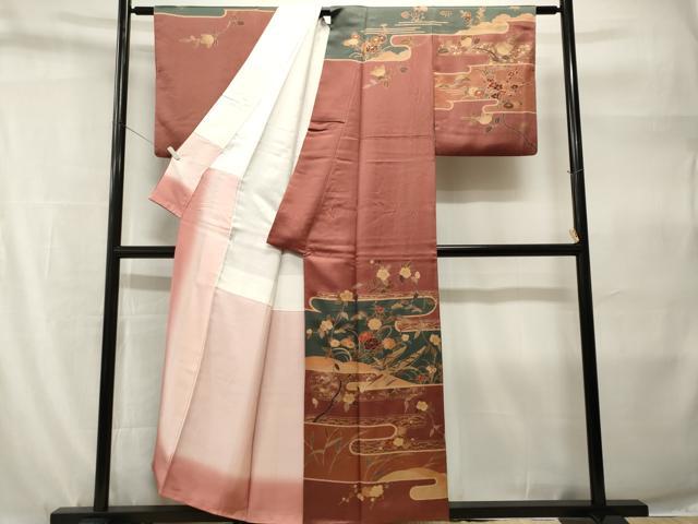 平和屋着物■訪問着　エ霞舟枝花文　正絹　逸品　CABH9219ev