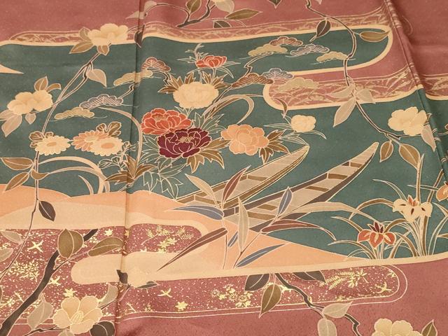平和屋着物■訪問着　エ霞舟枝花文　正絹　逸品　CABH9219ev