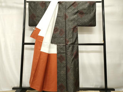 平和屋着物■本場大島紬　菱花文　正絹　逸品　CABH9220ev