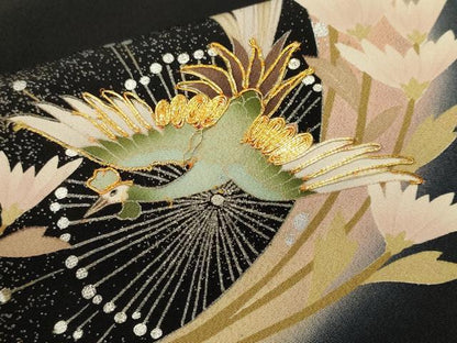 平和屋着物■世界的ファッションデザイナー 山本寛斎 kansaiブランド 黒留袖 駒刺繍 乱菊桜鳳凰図文 暈し染め 金銀彩 正絹 逸品 CABH9225ev