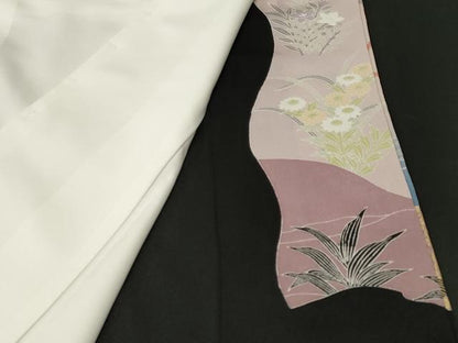 平和屋着物■豪華黒留袖　文箱草花文　群鶴　暈し染め　金彩　正絹　逸品　CABH9227ev