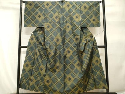 平和屋着物■上質な紬　菱吉祥文　正絹　逸品　CABH9229ev