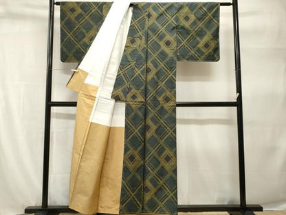平和屋着物■上質な紬　菱吉祥文　正絹　逸品　CABH9229ev