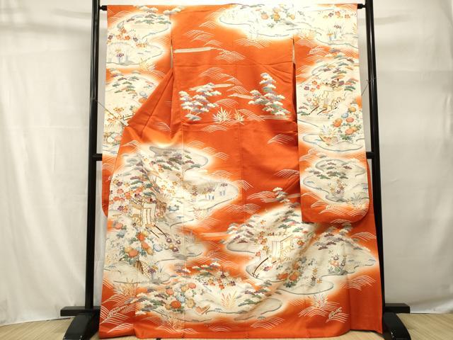 平和屋着物■豪華振袖　御所車風景文　暈し染め　金彩　正絹　逸品　CABH9230ev