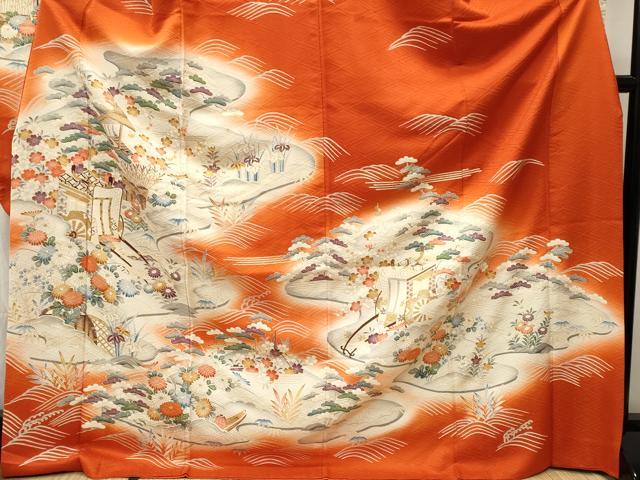 平和屋着物■豪華振袖　御所車風景文　暈し染め　金彩　正絹　逸品　CABH9230ev