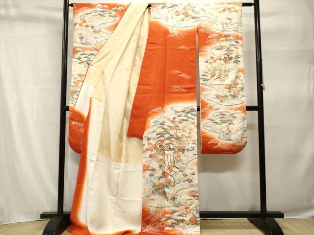 平和屋着物■豪華振袖　御所車風景文　暈し染め　金彩　正絹　逸品　CABH9230ev