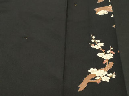 平和屋着物■豪華黒留袖　駒刺繍　松竹梅飛鶴地紙花文　暈し染め　金彩　正絹　逸品　CABH9234ev