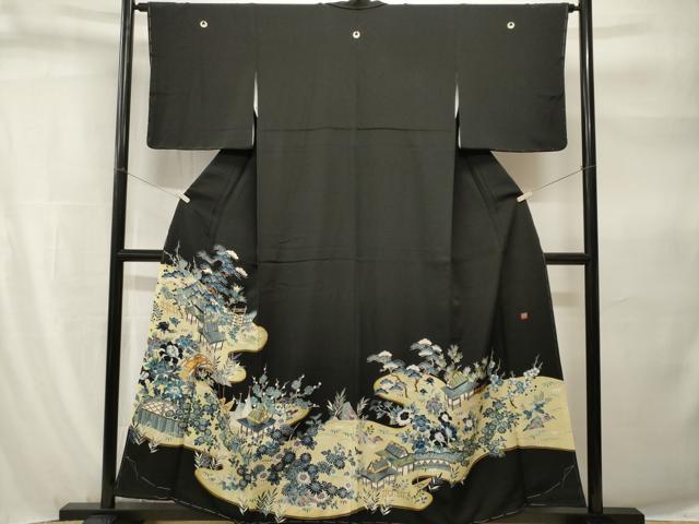 平和屋着物■豪華黒留袖　作家物　風景文　暈し染め　金彩　正絹　逸品　未使用　CABH9235ev