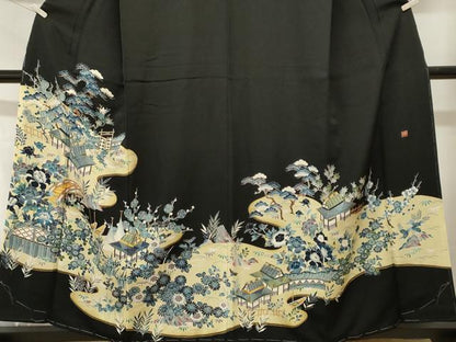 平和屋着物■豪華黒留袖　作家物　風景文　暈し染め　金彩　正絹　逸品　未使用　CABH9235ev