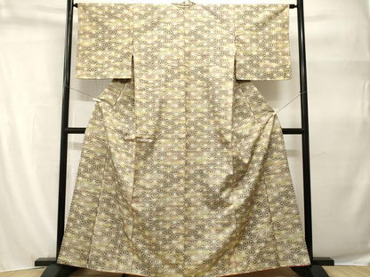 平和屋着物■上質な紬　麻の葉文様　正絹　逸品　CABH9239ev