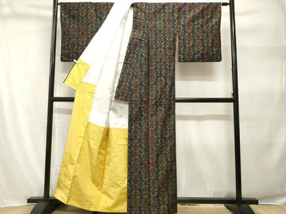 平和屋着物■上質な紬　幾何学文　正絹　逸品　CABH9243ev