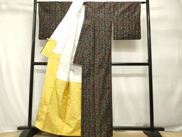 平和屋着物■上質な紬　幾何学文　正絹　逸品　CABH9243ev