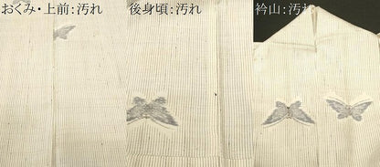 平和屋着物■上質な紬　縞　舞蝶文　背抜き仕立て　正絹　逸品　CABH9246ev