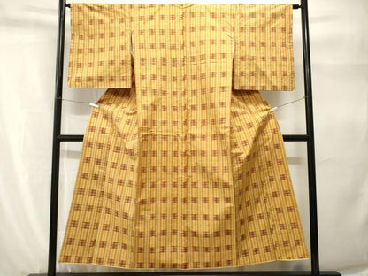 平和屋着物■上質な紬　幾何学間道　正絹　逸品　CABH9247ev