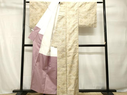 平和屋着物■上質な紬　菱重ね花文　正絹　逸品　CABH9252ev