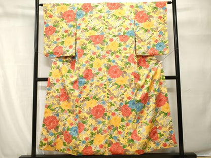 平和屋着物■上質な小紋　枝花文　暈し染め　金彩　正絹　逸品　CABH9254ev