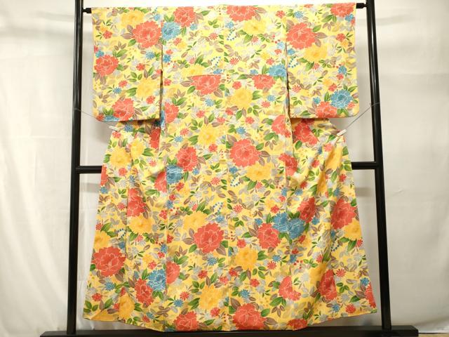 平和屋着物■上質な小紋　枝花文　暈し染め　金彩　正絹　逸品　CABH9254ev