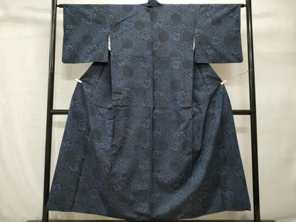 平和屋着物■上質な紬　更紗亀甲吉祥花文　正絹　逸品　CABH9258ev
