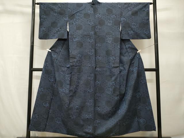 平和屋着物■上質な紬　更紗亀甲吉祥花文　正絹　逸品　CABH9258ev