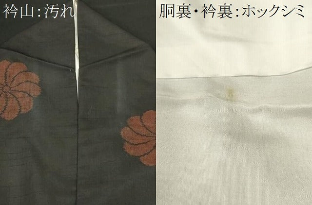 平和屋着物■上質な紬　舞花文　黒地　正絹　逸品　CABH9263ev